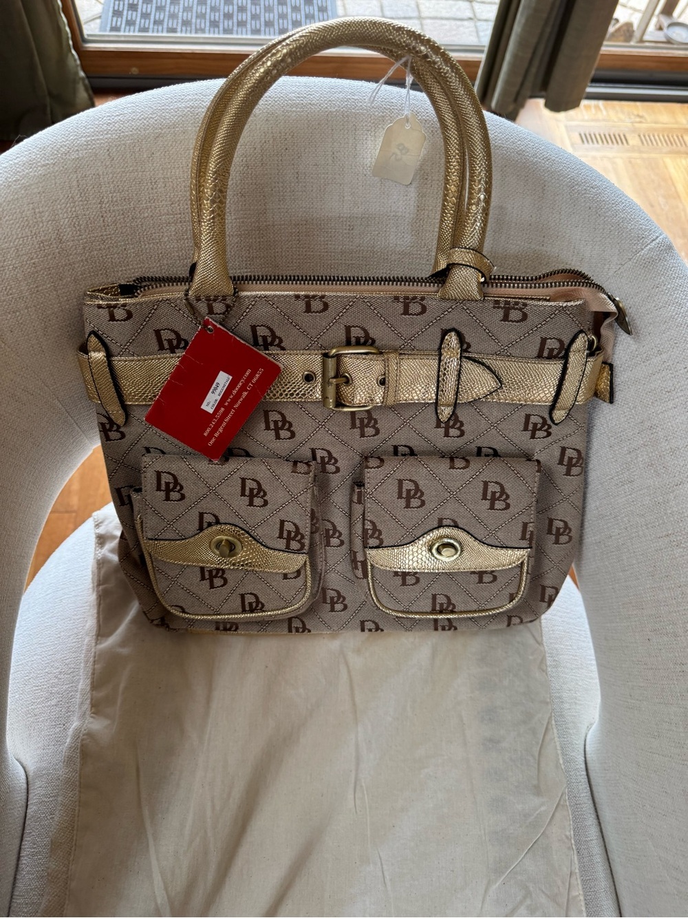 Gold-Trim bag / purse Logo Satchel